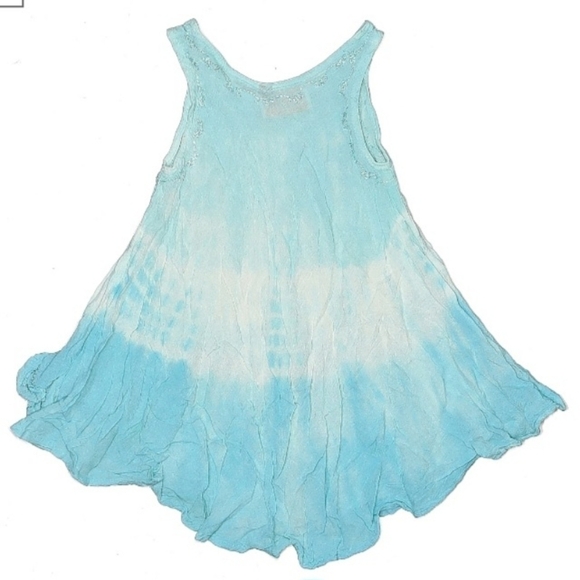 Raya Sun Blue White Tie Dye Embroidered Sleeveless Dress Toddler 4T Hawaiian EUC - Picture 2 of 7
